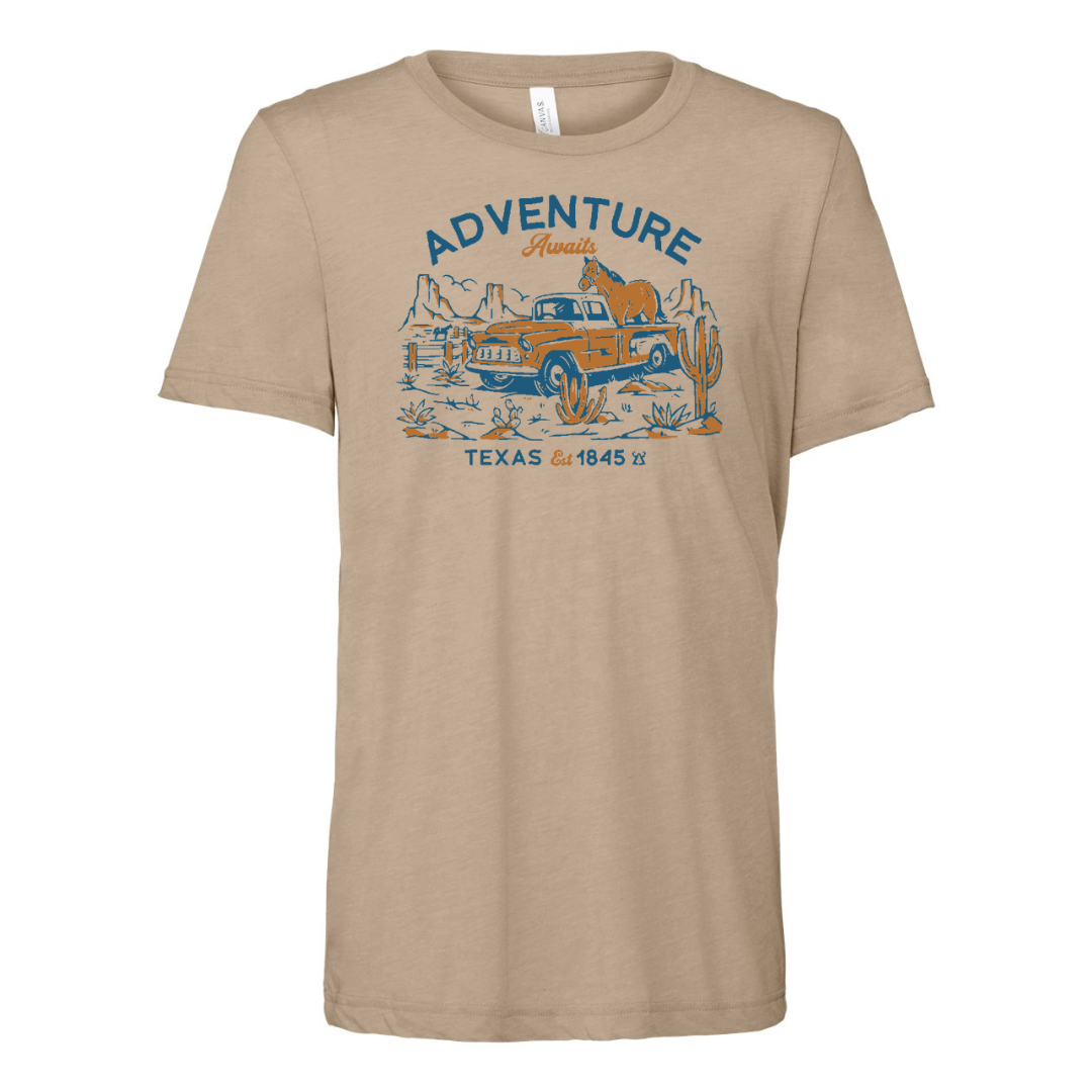 Adventure Awaits Tan Unisex T-Shirt